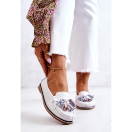 Mocassins Femme En Cuir À Franges Blanc Laressa 1