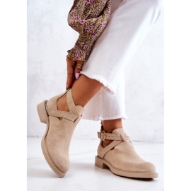 PL5 Bottines En Cuir Pour Femme Avec Une Découpe Beige Clair Ramos 2 PL5 Bottines En Cuir Pour Femme Avec Une Découpe Beige Clair Ramos 2