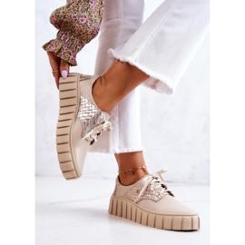 PA1 Chaussures en cuir sur plateforme d'hypnose beige 2