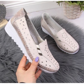 Chaussures compensées en cuir beige T.Sokolski W SCA156 1