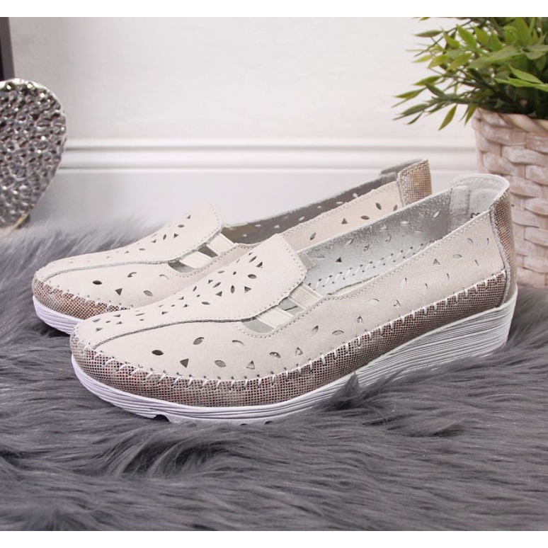 Chaussures compensées en cuir beige T.Sokolski W SCA156 2