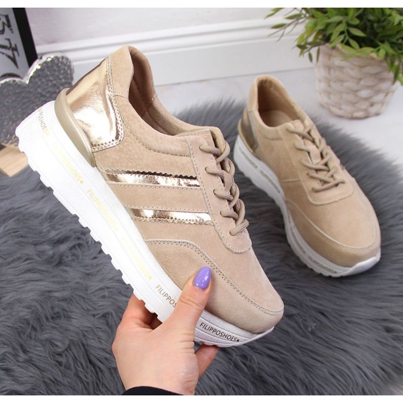 Chaussures en cuir sur la plate-forme Filippo W PAW328B beige 1