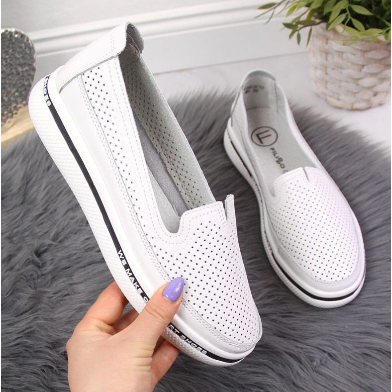 Chaussures ajourées en cuir Filippo W PAW342 blanc 1