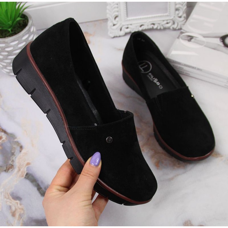 Chaussures en cuir compensées Filippo W PAW343A noir 1