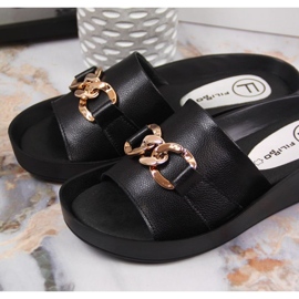 Chaussons en cuir avec chaîne Filippo W PAW345A noir le noir 2