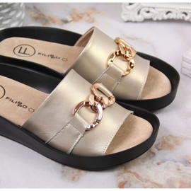 Chaussons en cuir avec chaîne Filippo W PAW345B doré d'or 2
