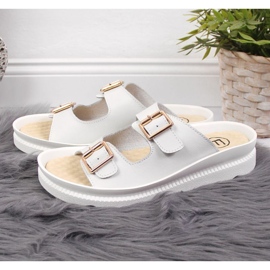 Chaussons en cuir à boucles Filippo W PAW346B blanc 2