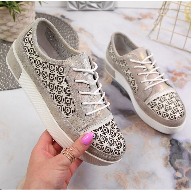 Chaussures ajourées en cuir Filippo W PAW326 doré 1