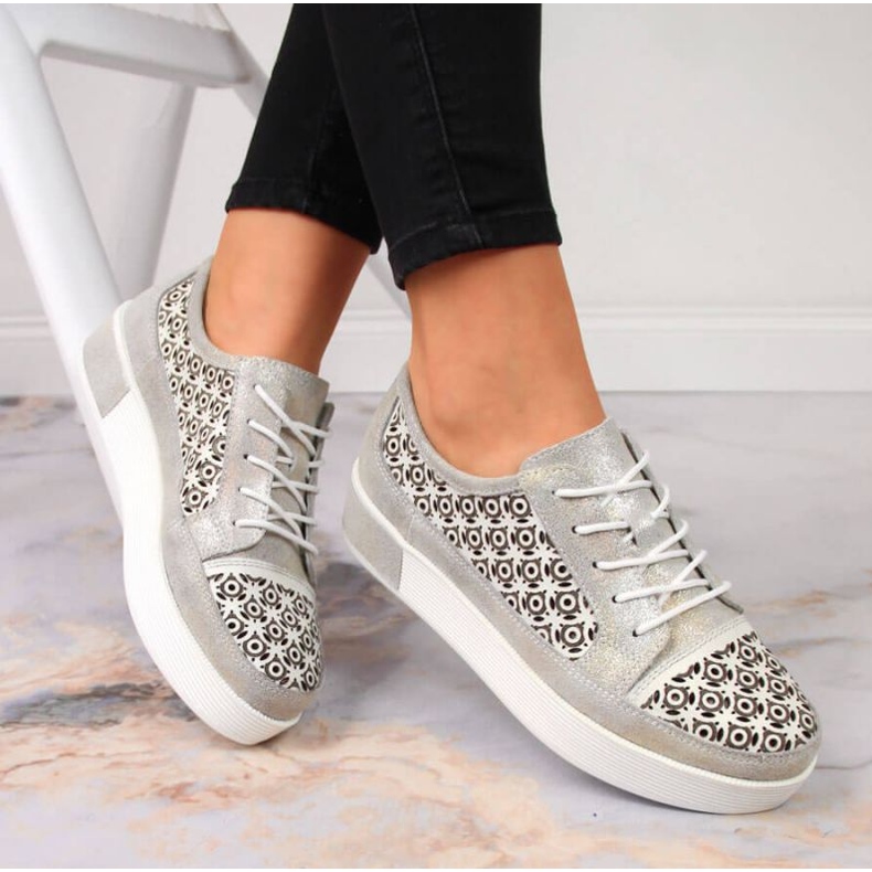 Chaussures ajourées en cuir Filippo W PAW326 doré 2