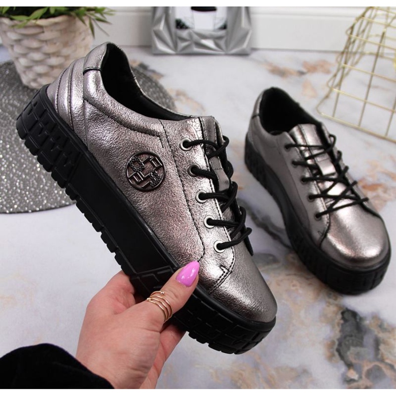 Chaussures plateforme en cuir Filippo W PAW320B argent 1