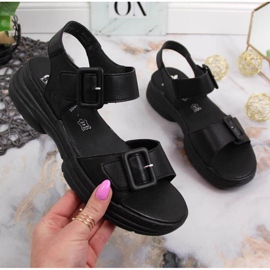 Sandales en cuir sur la plate-forme Rieker W RKR513 noir 1