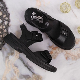 Sandales en cuir sur la plate-forme Rieker W RKR513 noir 2