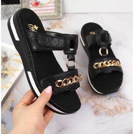Chaussons Rieker W RKR515 noirs avec chaîne le noir 1