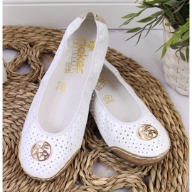 Rieker W RKR516 ballerines ajourées blanc blanche d'or 2