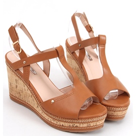 Sandales compensées Nancy Camel brun 5