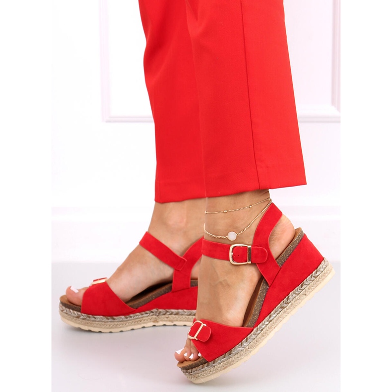 Espadrilles sur les sandales compensées Boseda Red rouge 1