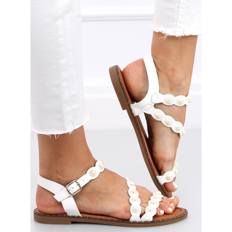 Sandales à perles Zarina Blanc blanche 2 Sandales à perles Zarina Blanc blanche 2
