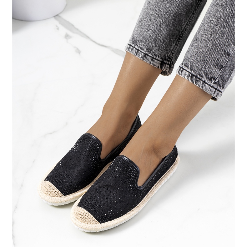 Espadrilles noires avec zircon cubique Punter le noir 1