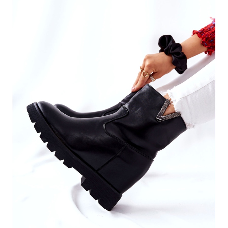 PG1 Bottines noires à semelle compensée cachée avec emblème Tiver 2