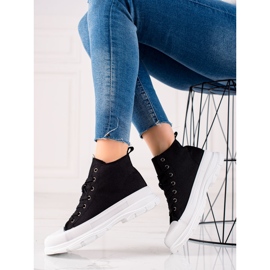 Forever Folie Baskets noires sur la plateforme 1