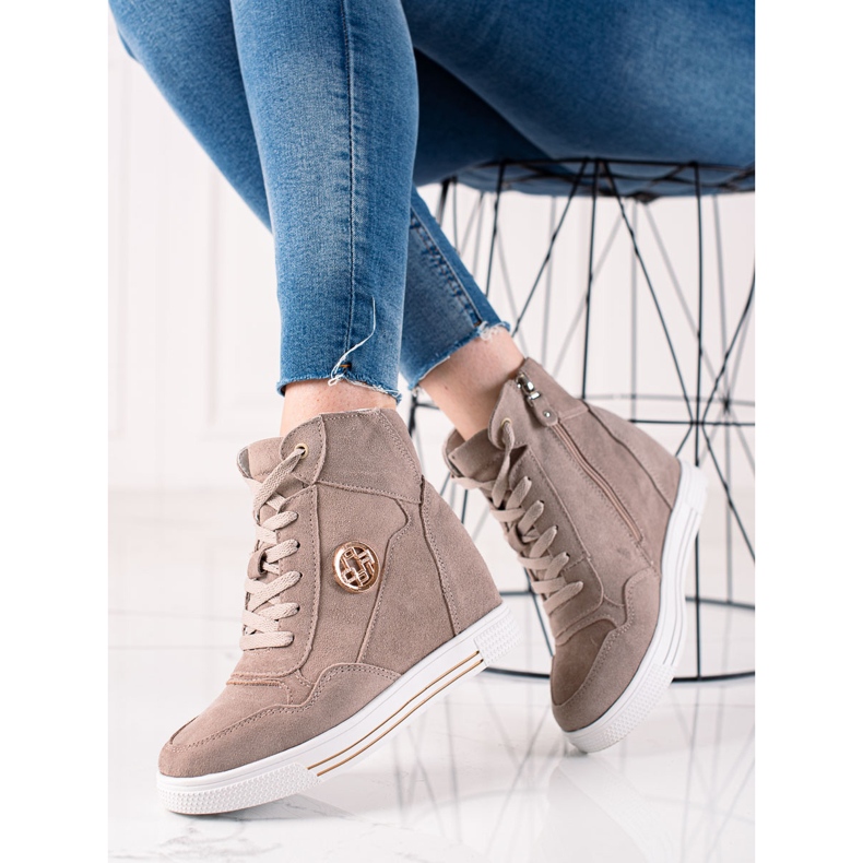 Filippo Baskets compensées en cuir beige 1