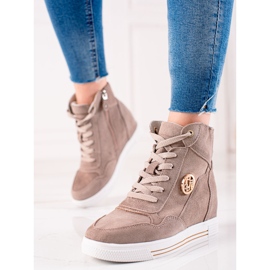 Filippo Baskets compensées en cuir beige 2