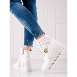 Filippo Baskets compensées en cuir blanche 2
