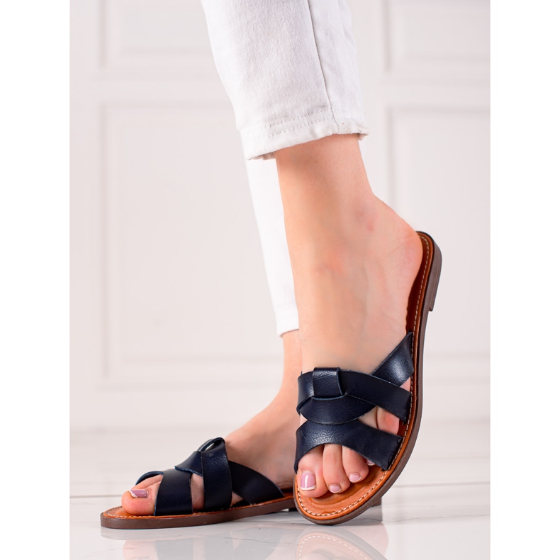 TRENDI Pantoufles décontractées bleu marine 1