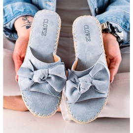 TRENDI Chaussons Bleus Avec Un Nœud 2