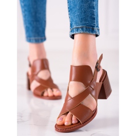 Sandales à talons en cuir LA.FI brun 2