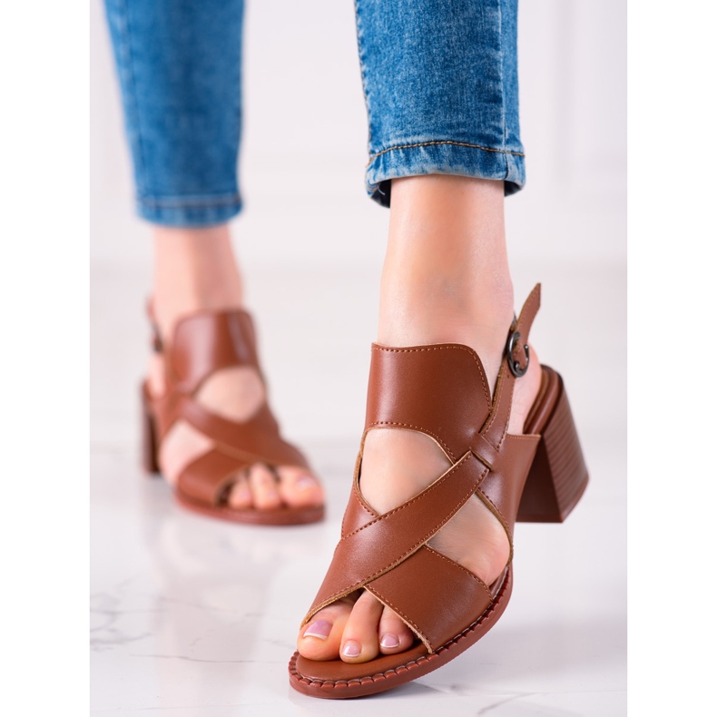 Sandales à talons en cuir LA.FI brun 2