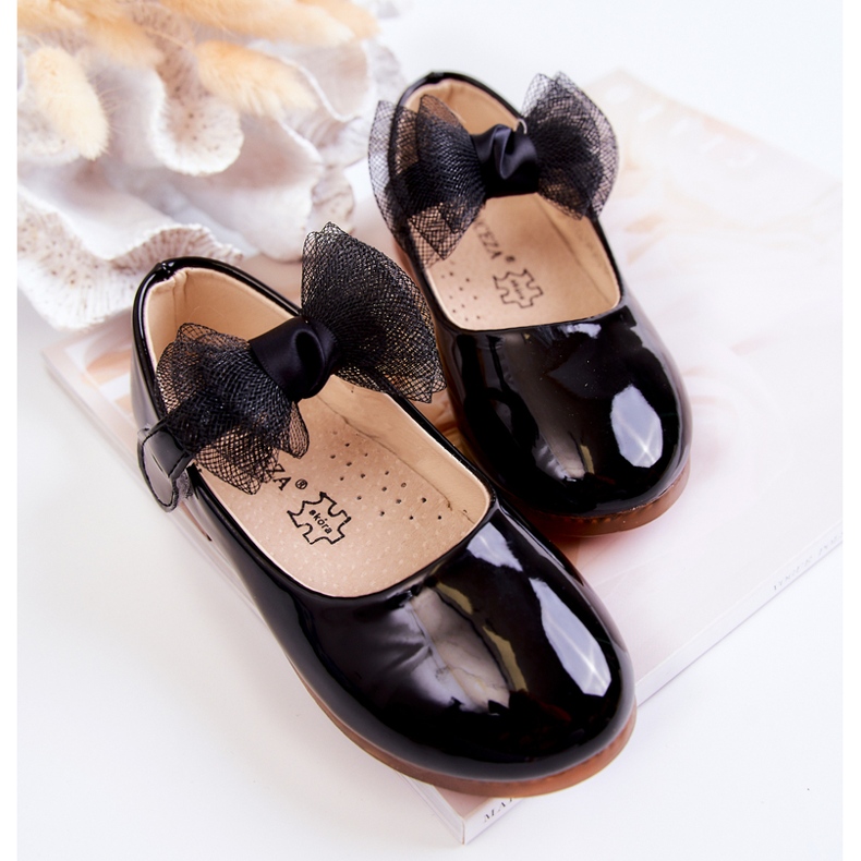 Vinceza Ballerines Enfant Laquées Noires Avec Velcro Carla le noir 2
