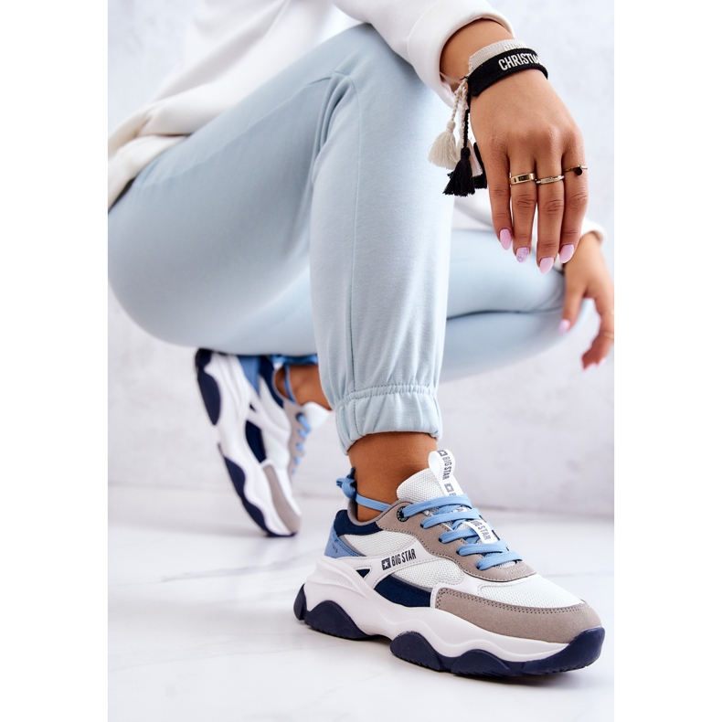 Baskets Femme Chaussures de Sport Big Star JJ274580 Blanc-Bleu bleu marine 1