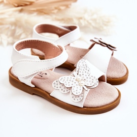S.Barski Sandales Papillons Enfant en Cuir Blanc Rolly blanche 1