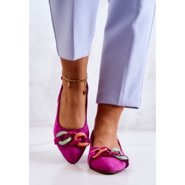 Ballerines En Daim Avec Chaîne Lewski Shoes 3125 Fuchsia rose 4