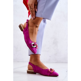 Ballerines En Daim Avec Chaîne Lewski Shoes 3125 Fuchsia rose 5