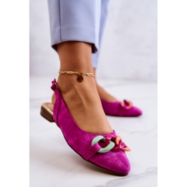 Ballerines En Daim Avec Chaîne Lewski Shoes 3125 Fuchsia rose 3