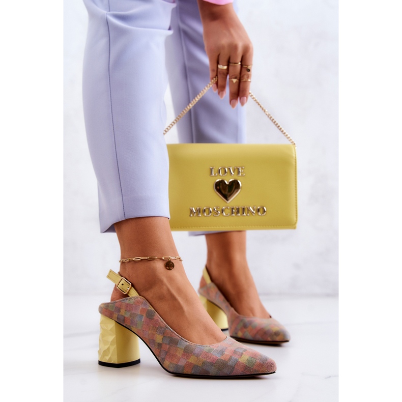 Escarpins En Daim Sur Un Poteau Maciejka 05427-39 Multicolore jaune 2