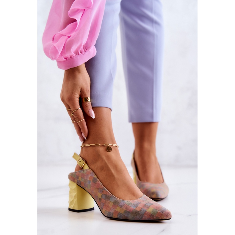 Escarpins En Daim Sur Un Poteau Maciejka 05427-39 Multicolore jaune 1