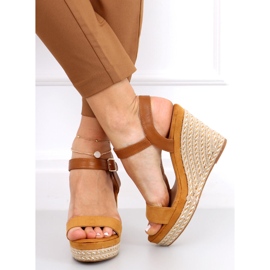 Sandales compensées Zahia Camel brun 4