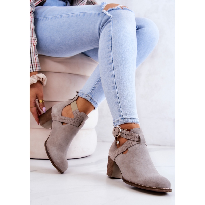 PL5 Bottes en cuir avec une coupe sur un poteau Gris Axelle 1