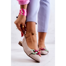 Ballerines Daim Avec Chaîne Lewski Shoes 3125 Beige clair 1