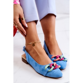 Ballerines En Daim Avec Chaîne Lewski Shoes 3125 Bleu 6