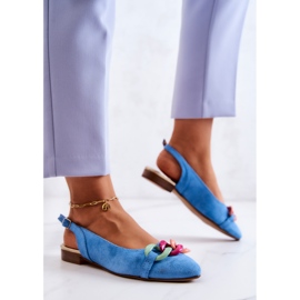 Ballerines En Daim Avec Chaîne Lewski Shoes 3125 Bleu 3