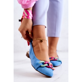 Ballerines En Daim Avec Chaîne Lewski Shoes 3125 Bleu 1