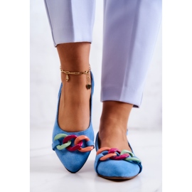 Ballerines En Daim Avec Chaîne Lewski Shoes 3125 Bleu 4