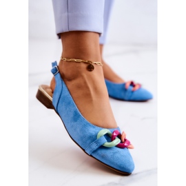 Ballerines En Daim Avec Chaîne Lewski Shoes 3125 Bleu 2