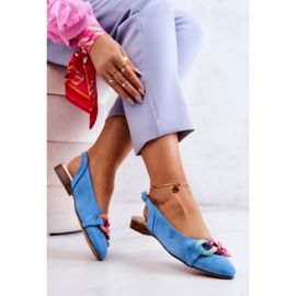 Ballerines En Daim Avec Chaîne Lewski Shoes 3125 Bleu 5