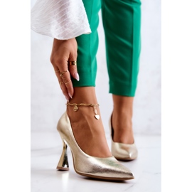 Escarpins en cuir à la mode Lewski Shoes 3181 Doré 1