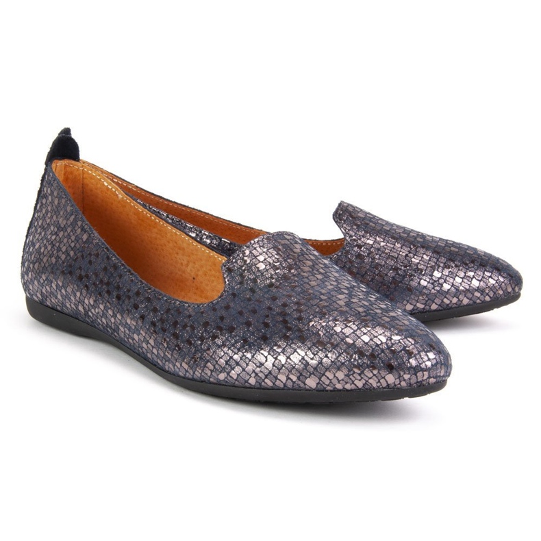 Lordsy ballerine Filippo H30-324 bleu marine argent 2